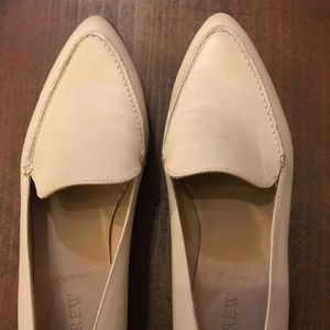 J Crew Leather Pointed Loafers in Old Lace